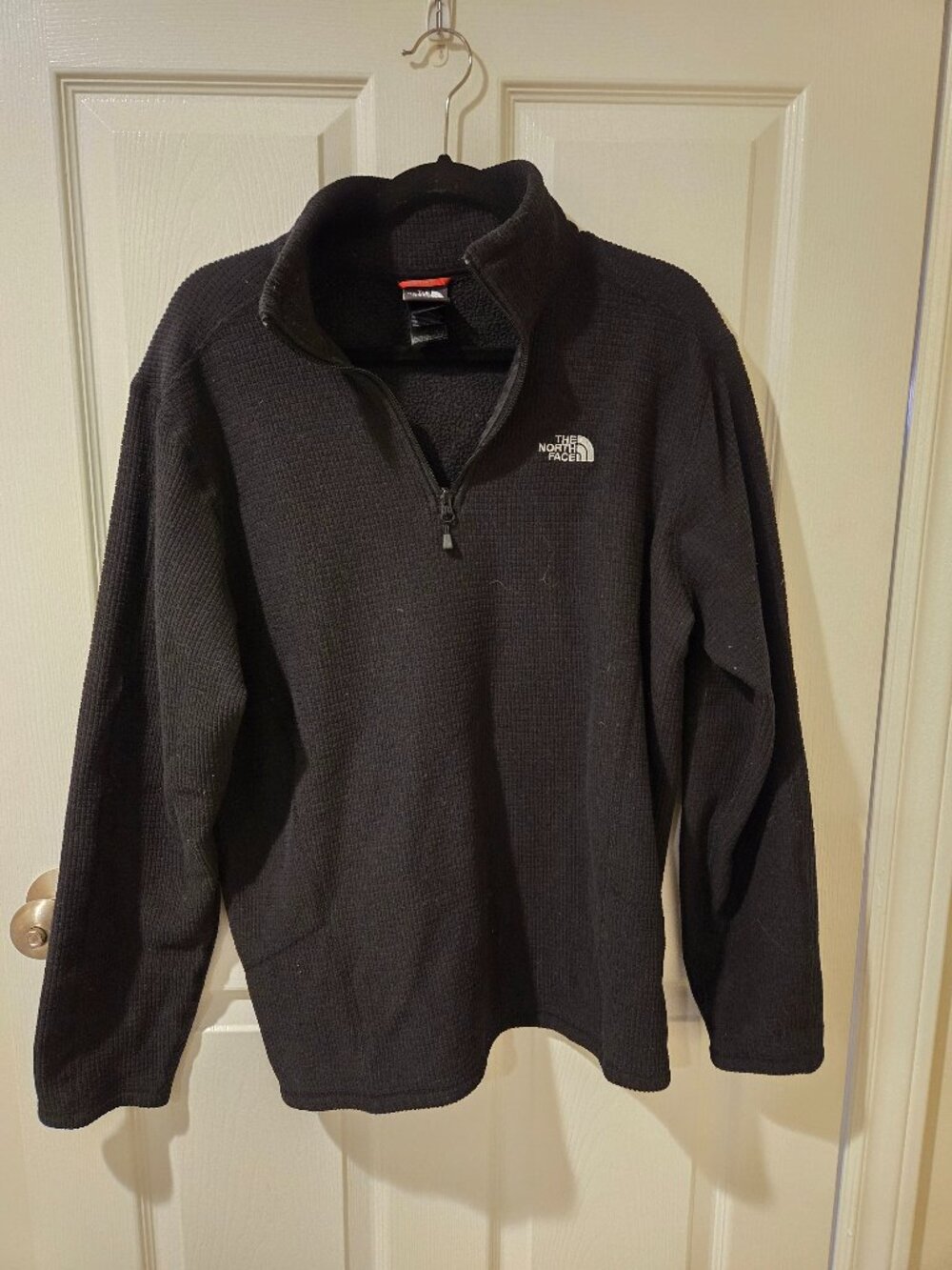 The North Face Waffle Weave 1/4 Zip Pullover Sweatshirt Black L